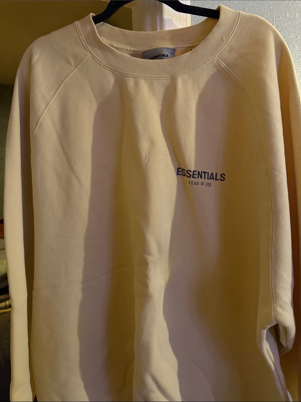 Essentials Crewneck Sweater in Light Yellow with Logo